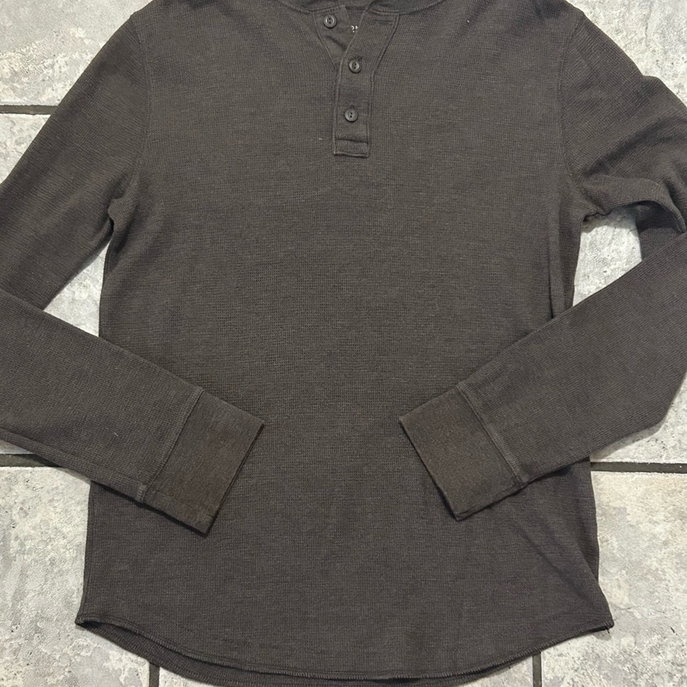 Sonoma Dark Brown Long Sleeve Henley Shirt